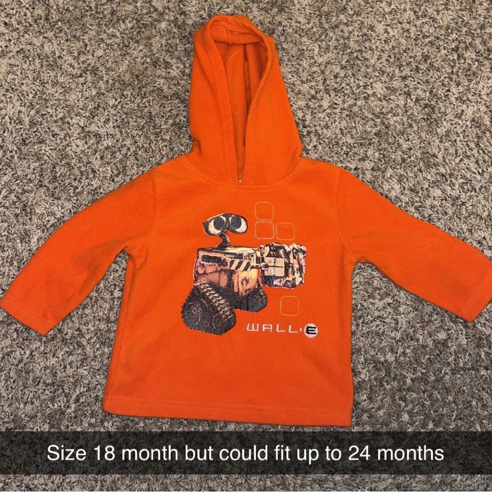 Vintage Disney WALL-E Bright Orange Kids Hoodie